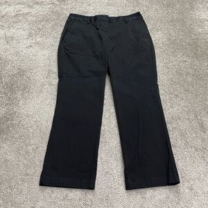 Lands' End Chino Pants Womens 12 Black Mid Rise Straight Leg Cotton Work 34x28